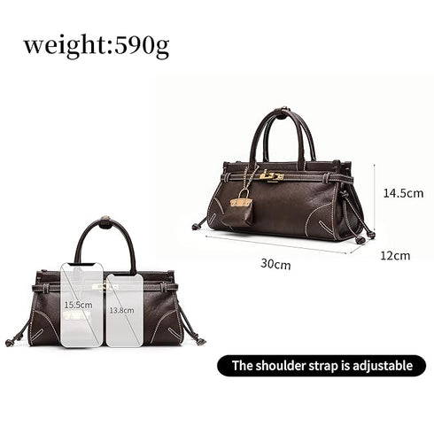 GELANNI – Kelly Bag for Women & Girls, Premium PU Handbag, Comes with Adjustable & Detachable Strap, with One Small Wallet, An Ideal Gift for Female -Dark Brown